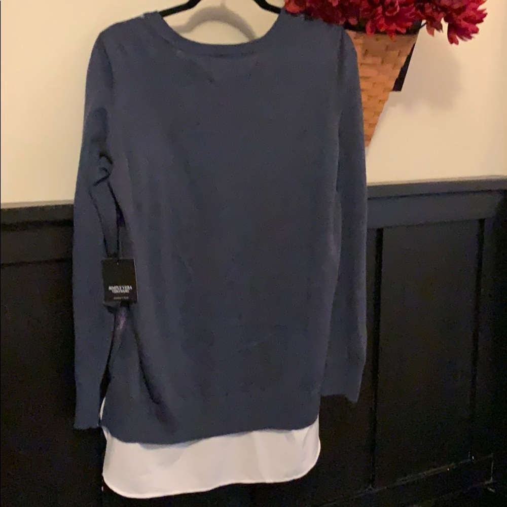 Simply Vera Wang dusty blue lace lined sweater NWT - Picture 6 of 8